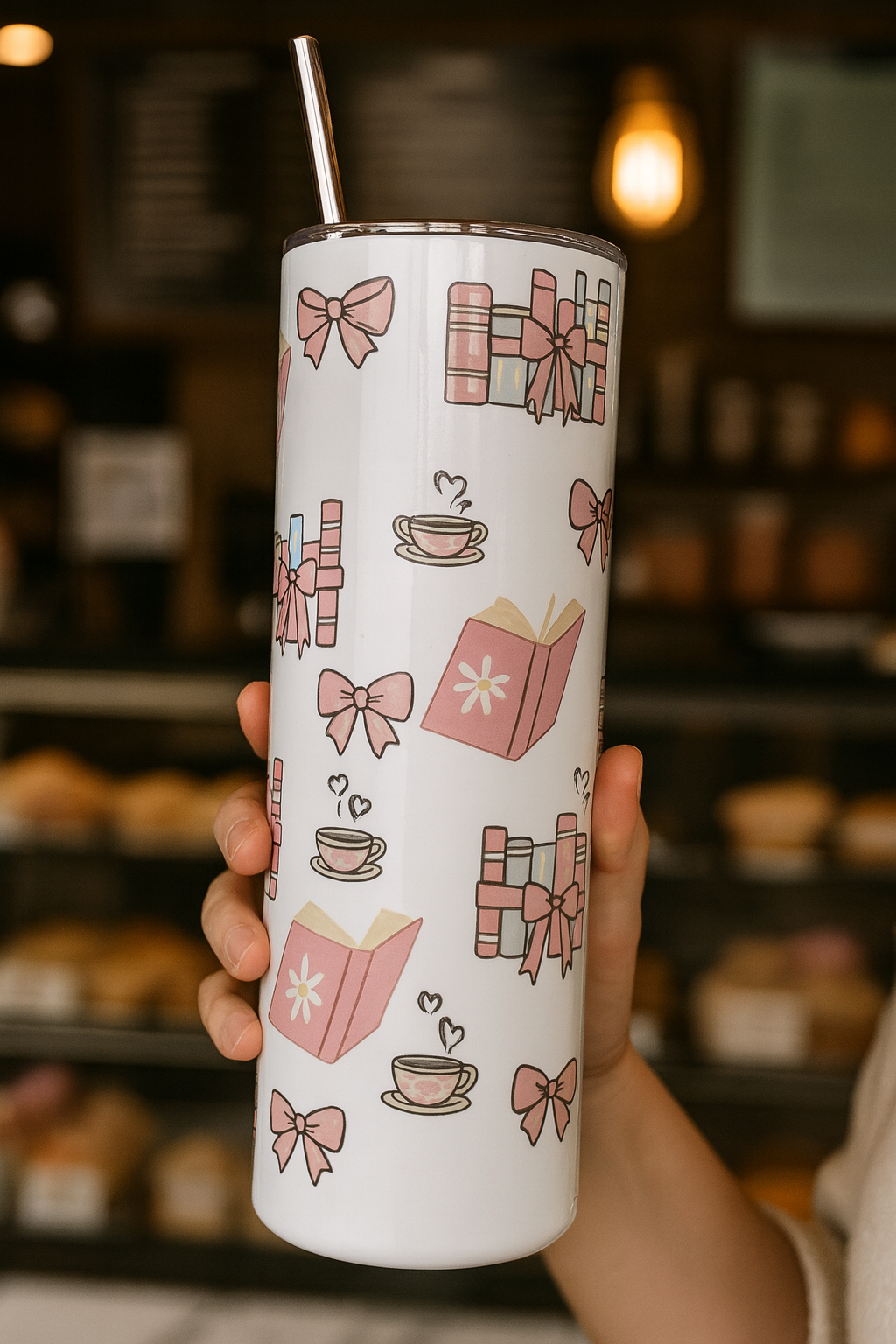 Pink Book & Bow Tumbler 20oz